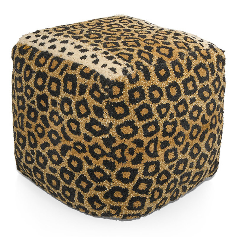 Doing Goods-collectie Leopard Pouf Small Wool, Cotton