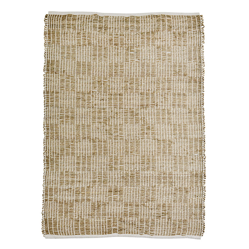 Madam Stoltz-collectie Hand woven seagrass rug w/ cotton