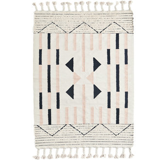 Madam Stoltz Handwoven frayed cotton rug