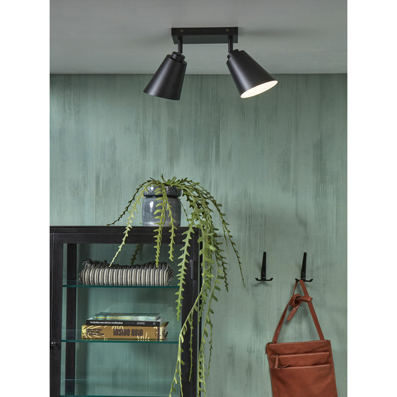 it's about RoMi-collectie Ceiling lamp iron Bremen 2-shade rectangular, black