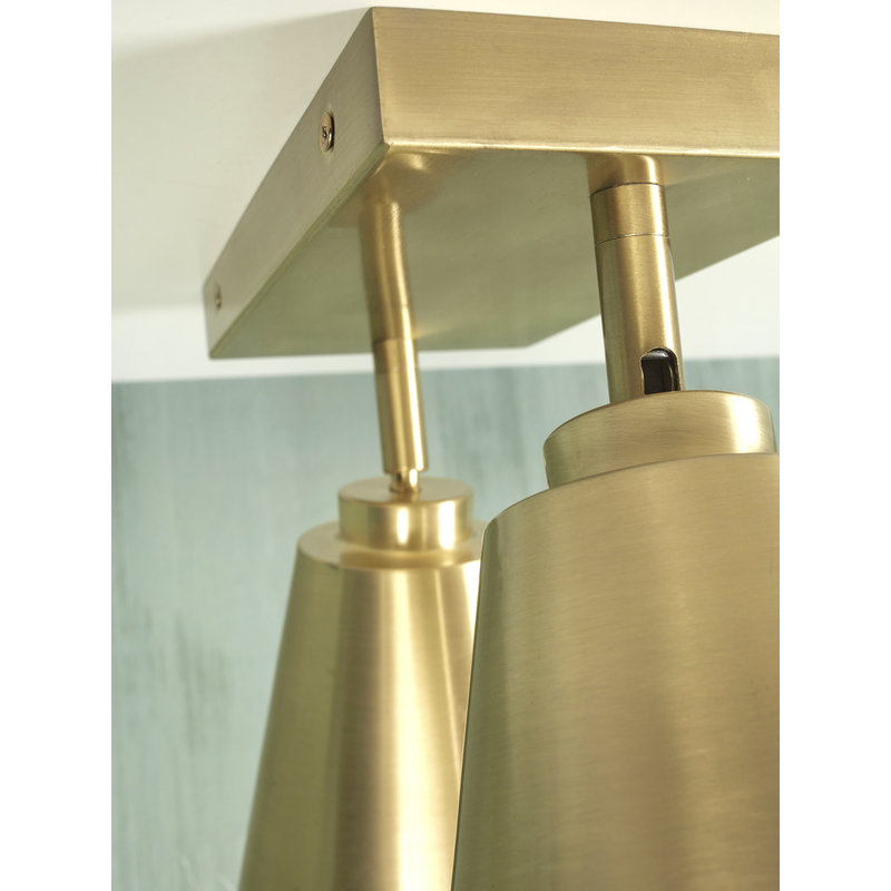 it's about RoMi-collectie Ceiling lamp iron Bremen 2-shade rectangular, gold