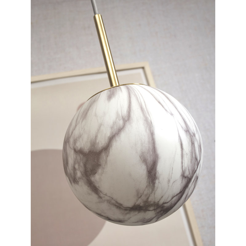 it's about RoMi-collectie Hanging lamp Carrara globe white marble print/gold, S