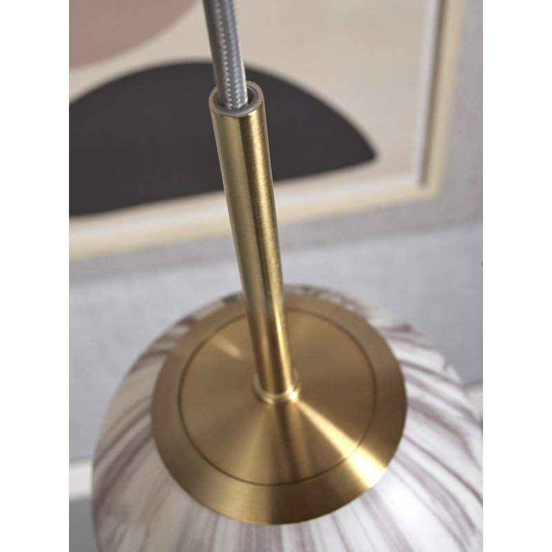 it's about RoMi-collectie Hanging lamp Carrara globe white marble print/gold, S