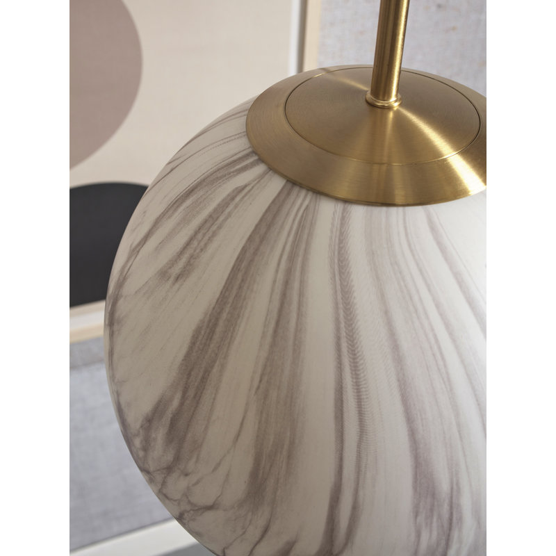 it's about RoMi-collectie Hanging lamp Carrara globe white marble print/gold, L