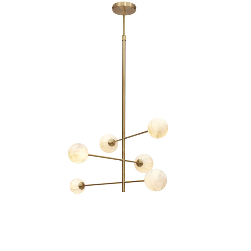it's about RoMi-collectie Hanging lamp Carrara 3-arm/6-globe white marble print/gold