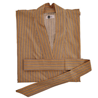 Madam Stoltz Printed cotton kimono w/ belt Dusty orange, taupe, off white