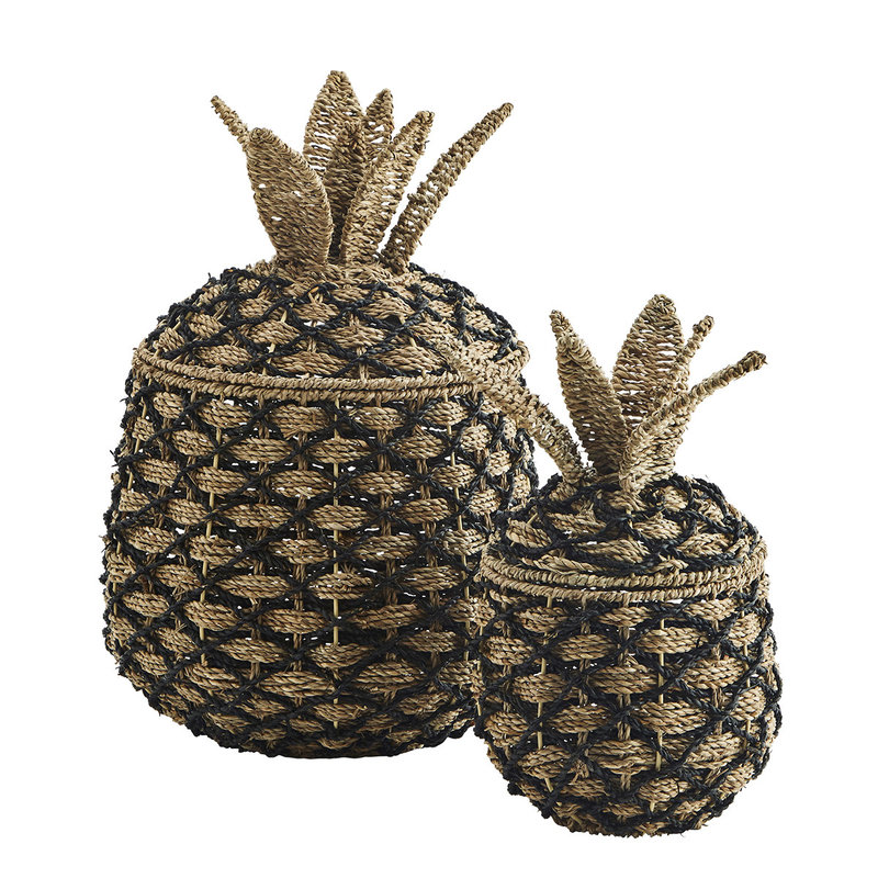 Madam Stoltz-collectie Mandenset 'ananas' met deksel