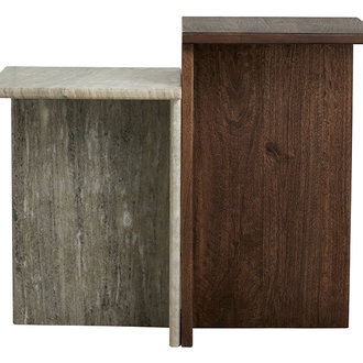Nordal Bijzettafels GLINA marmer/hout - set van 2