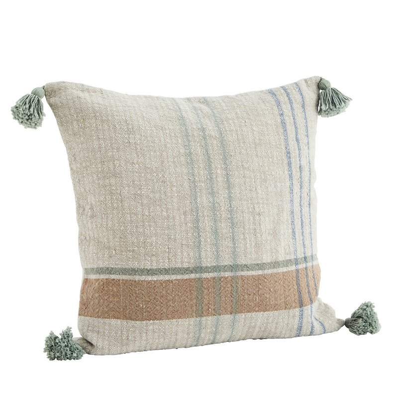 Madam Stoltz-collectie Woven cushion cover w/ tassels