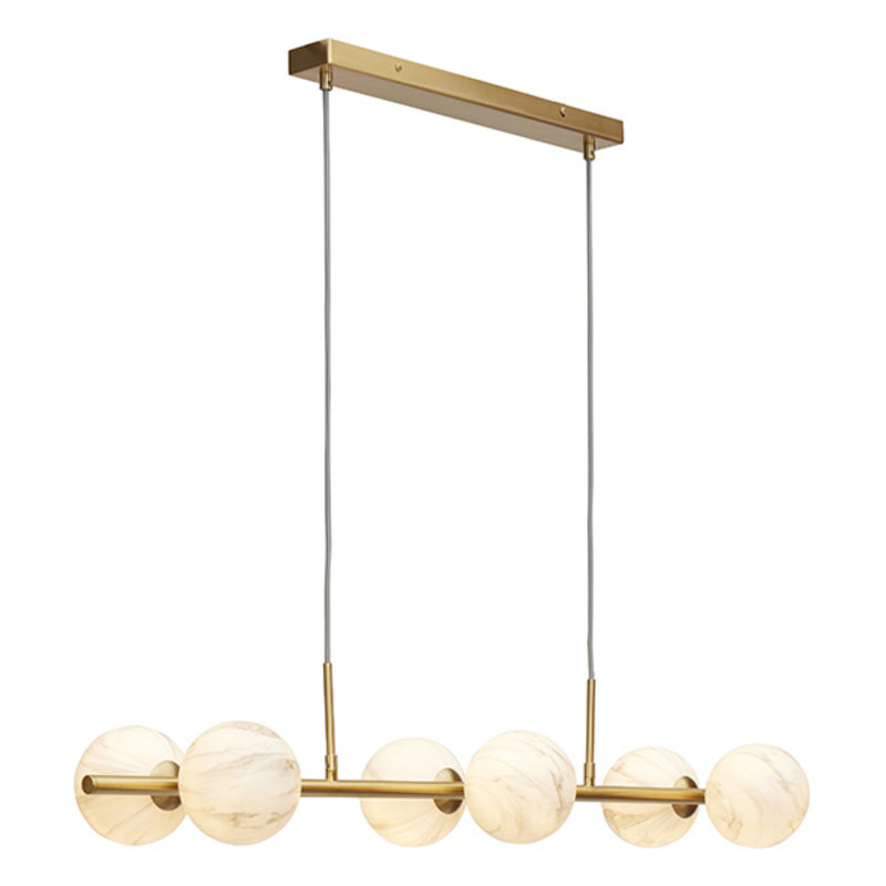 it's about RoMi-collectie Hanging lamp Carrara 6-globe, white marble print/gold