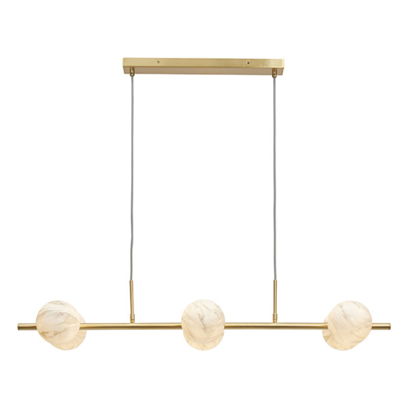 it's about RoMi-collectie Hanging lamp Carrara 6-globe, white marble print/gold