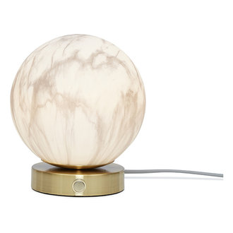 it's about RoMi Table lamp glass/iron Carrara globe, white marble print/gold