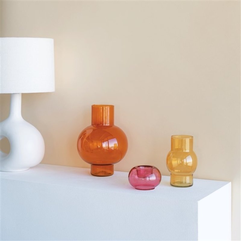 Urban Nature Culture-collectie Tealight holder recycled glass Bubble, brandied apricot