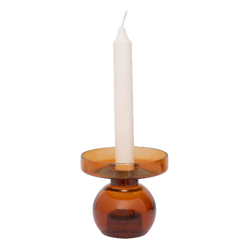 Urban Nature Culture-collectie Candle holder Both Sides recycled glass, apricot orange