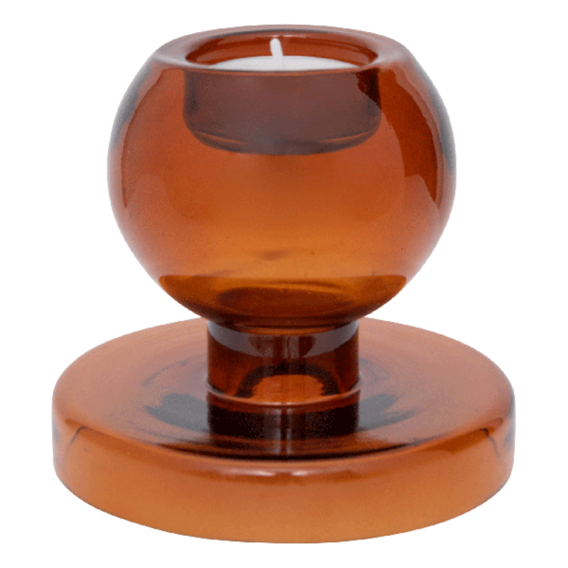 Urban Nature Culture-collectie Candle holder Both Sides recycled glass, apricot orange