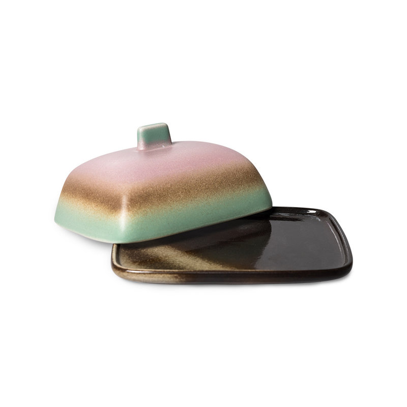 HKliving-collectie 70s ceramics: butter dish, mercury