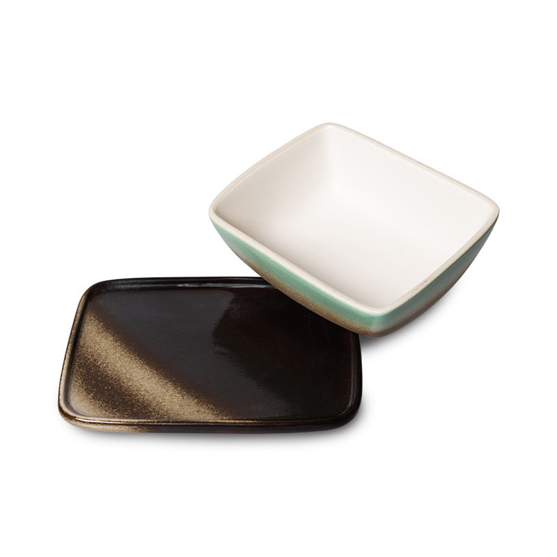 HKLIVING-collectie 70s ceramics: butter dish, mercury