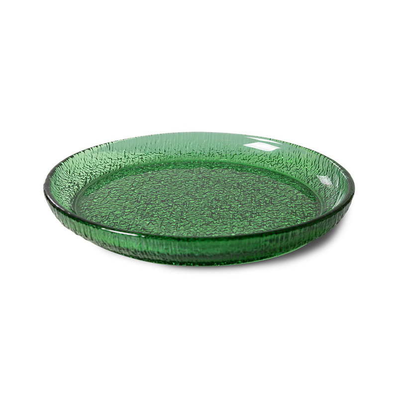 HKLIVING-collectie the emeralds: glass side plate, green