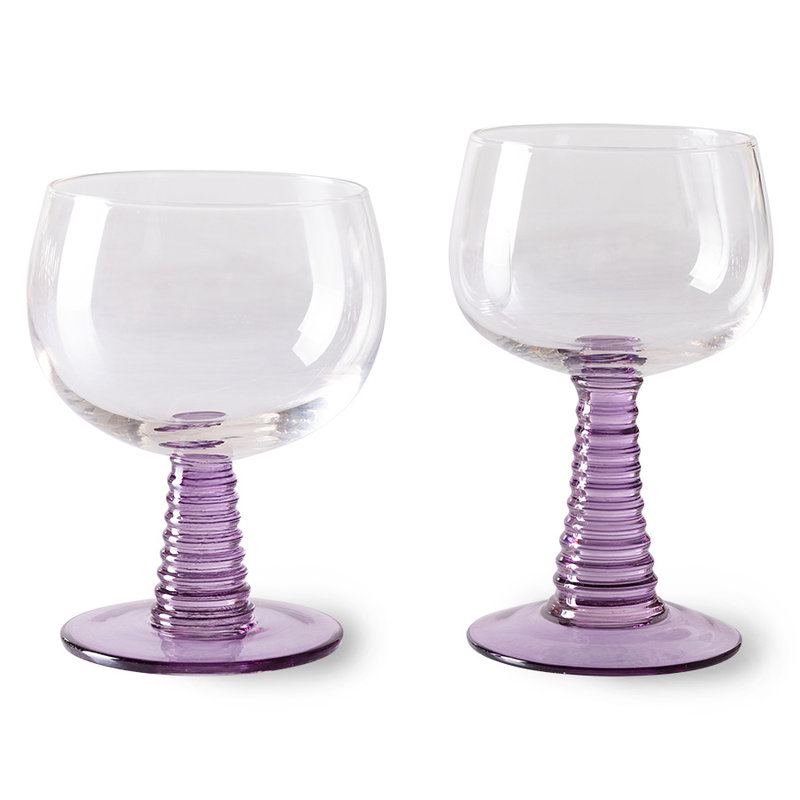 HKliving-collectie swirl wine glass low, purple