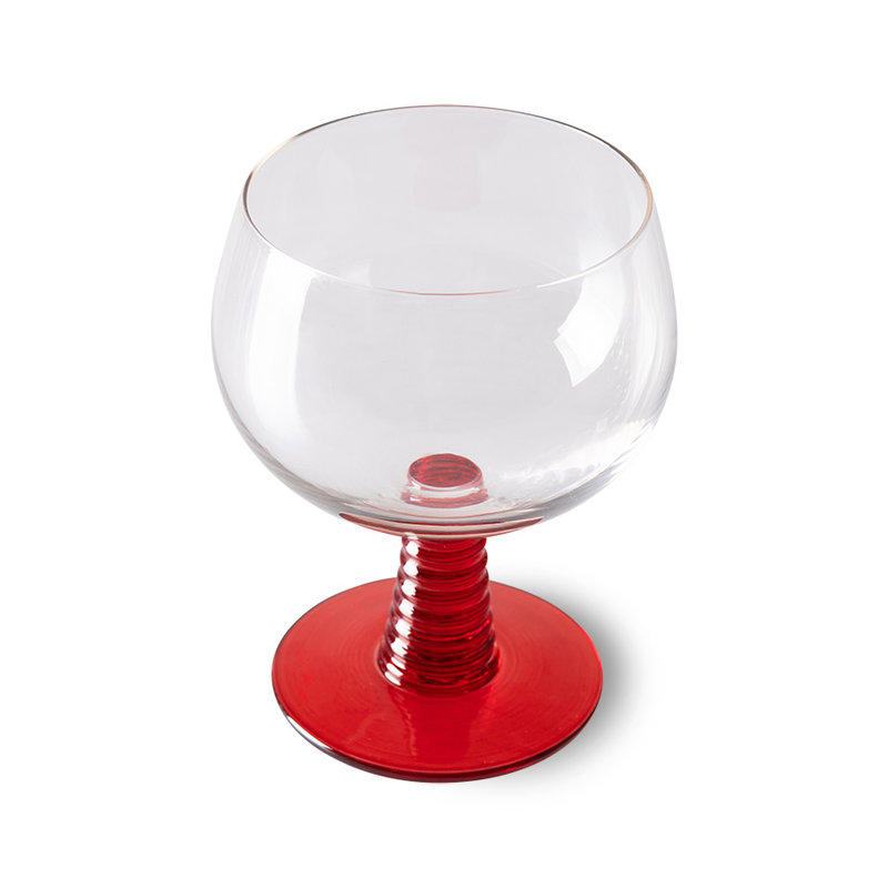 HKLIVING-collectie swirl wine glass low, red