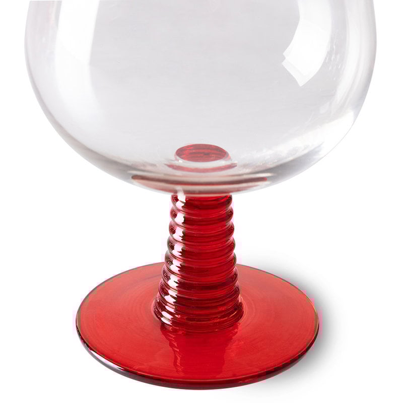 HKLIVING-collectie swirl wine glass low, red