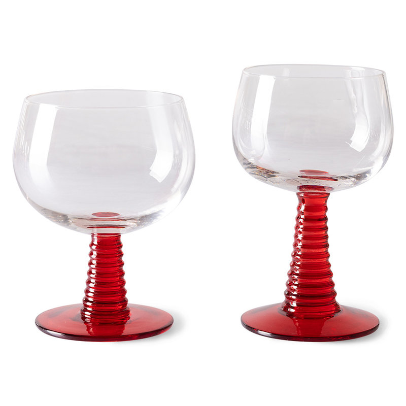 HKLIVING-collectie swirl wine glass low, red