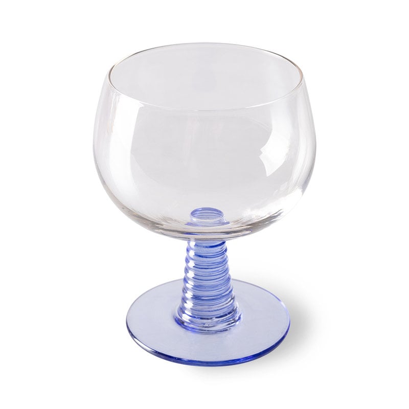 HKliving-collectie swirl wine glass low, blue