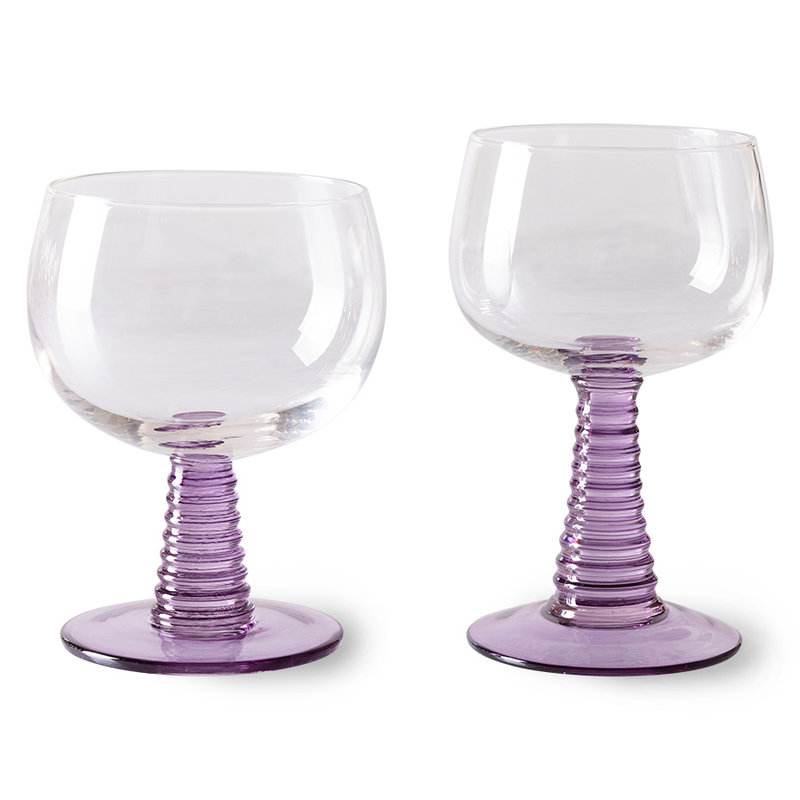 HKLIVING-collectie swirl wine glass high, purple