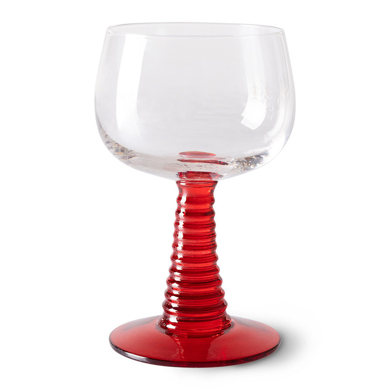HKLIVING-collectie Wijnglas met gedraaide hoge voet rood