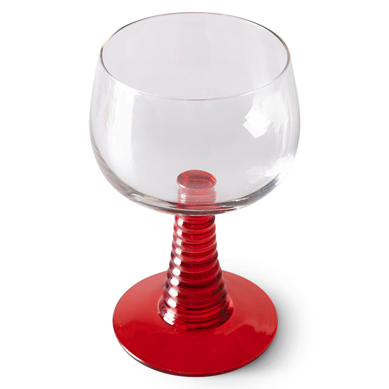 HKLIVING-collectie swirl wine glass high, red