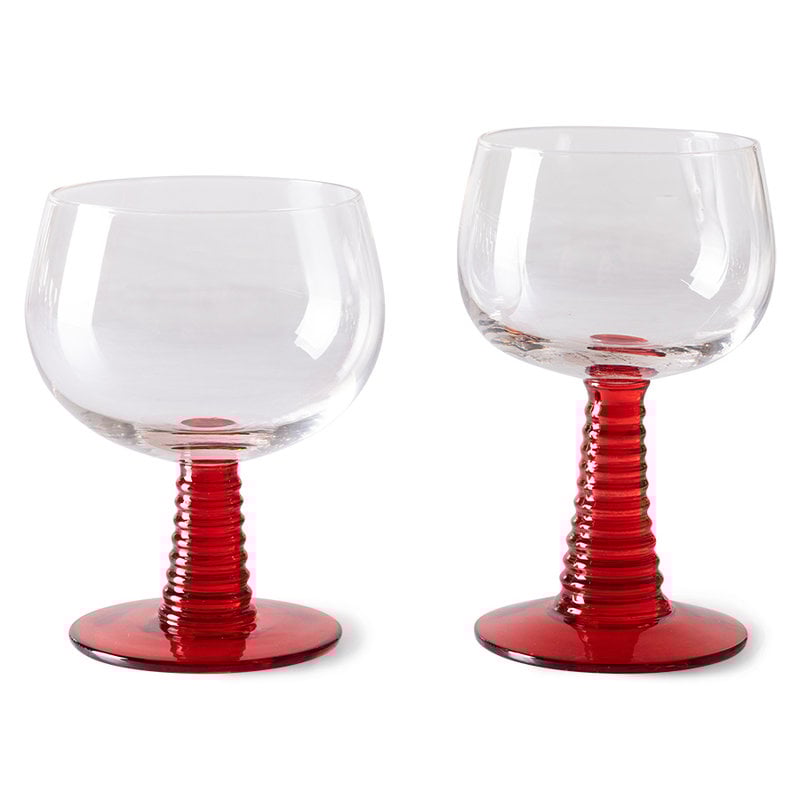 HKLIVING-collectie swirl wine glass high, red