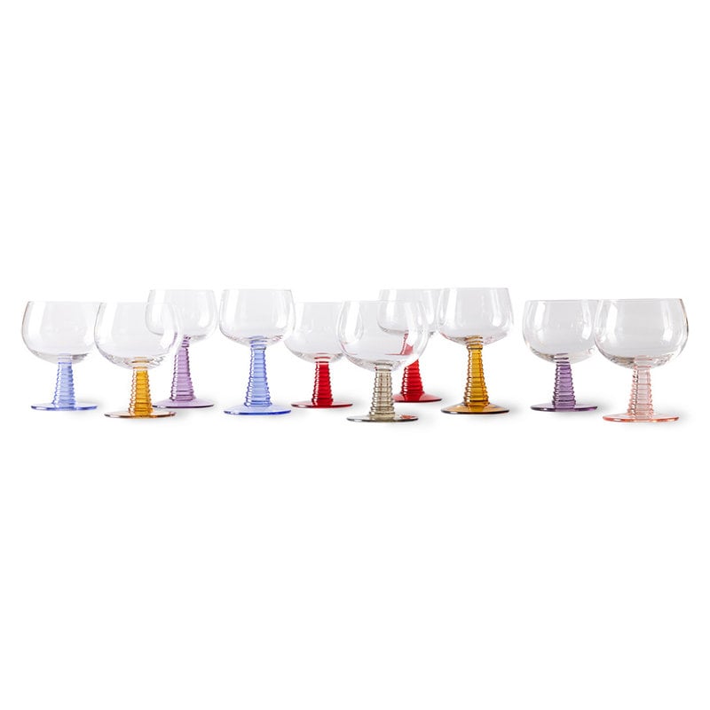 HKLIVING-collectie swirl wine glass high, red