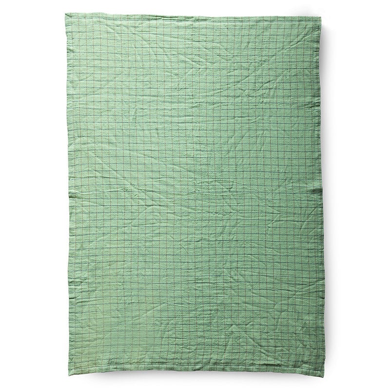 HKliving-collectie checkered sherpa throw, green (130x170)