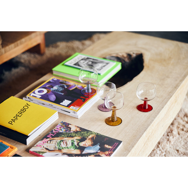HKLIVING-collectie Wijnglas met gedraaide lage voet rood