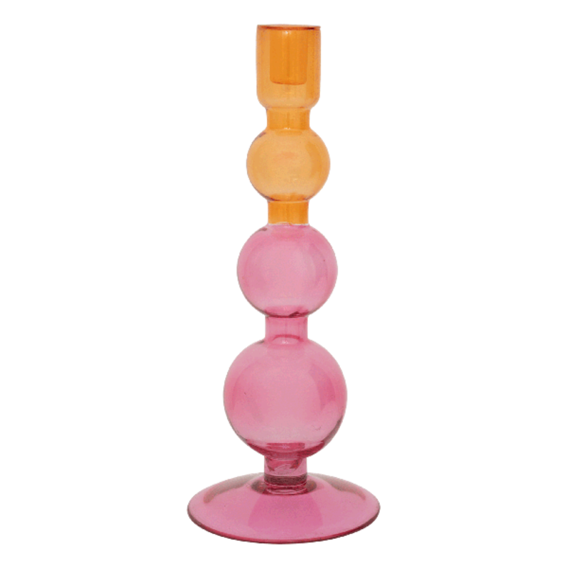 Urban Nature Culture-collectie candle holder recycled glass Bulb, pink multicolor
