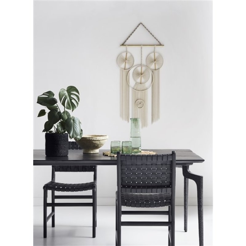 Nordal-collectie Chair w/black leather weaving, metal