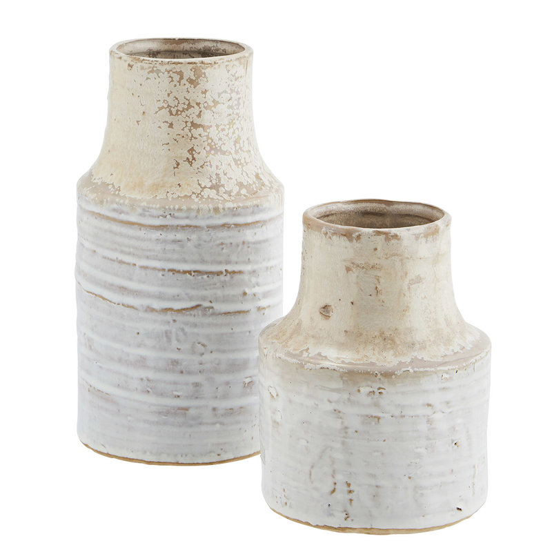 Madam Stoltz-collectie Stoneware vase Beige, white