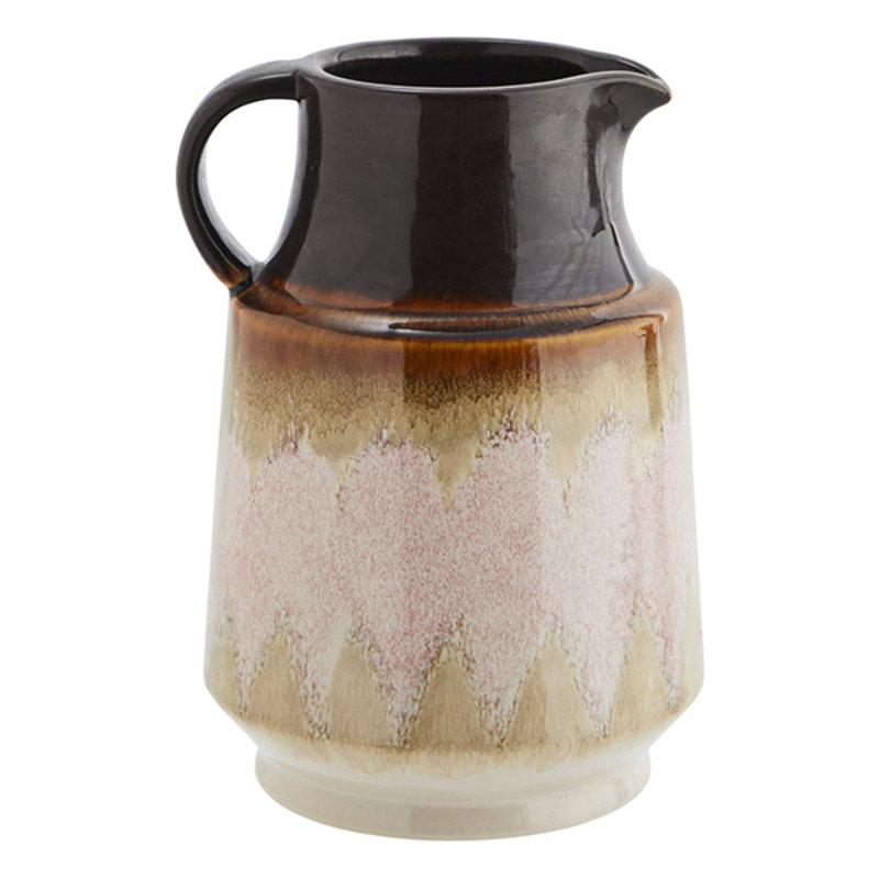 Madam Stoltz-collectie Vaas met oor roze/bruin/creme