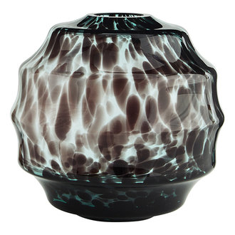 Madam Stoltz Round glass vase Teal, brown