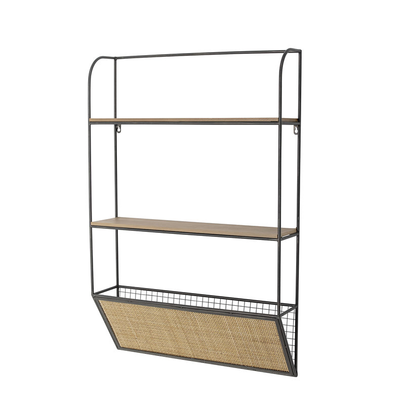 Bloomingville-collectie Wandrek Lesley  zwart metaal - naturel rotan