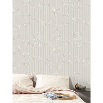 KEK Amsterdam Behang met grafische lijnen beige