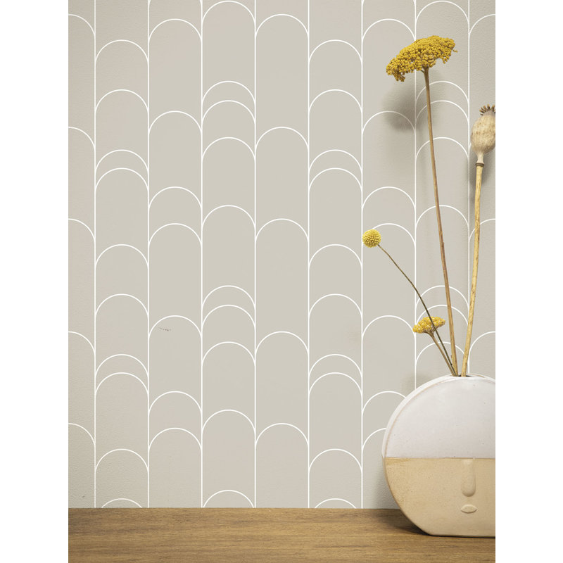 KEK Amsterdam-collectie Behang met grafische lijnen beige