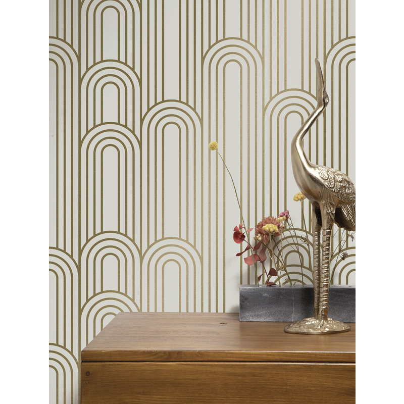 KEK Amsterdam-collectie Behang met gouden lijnen, zand/goud