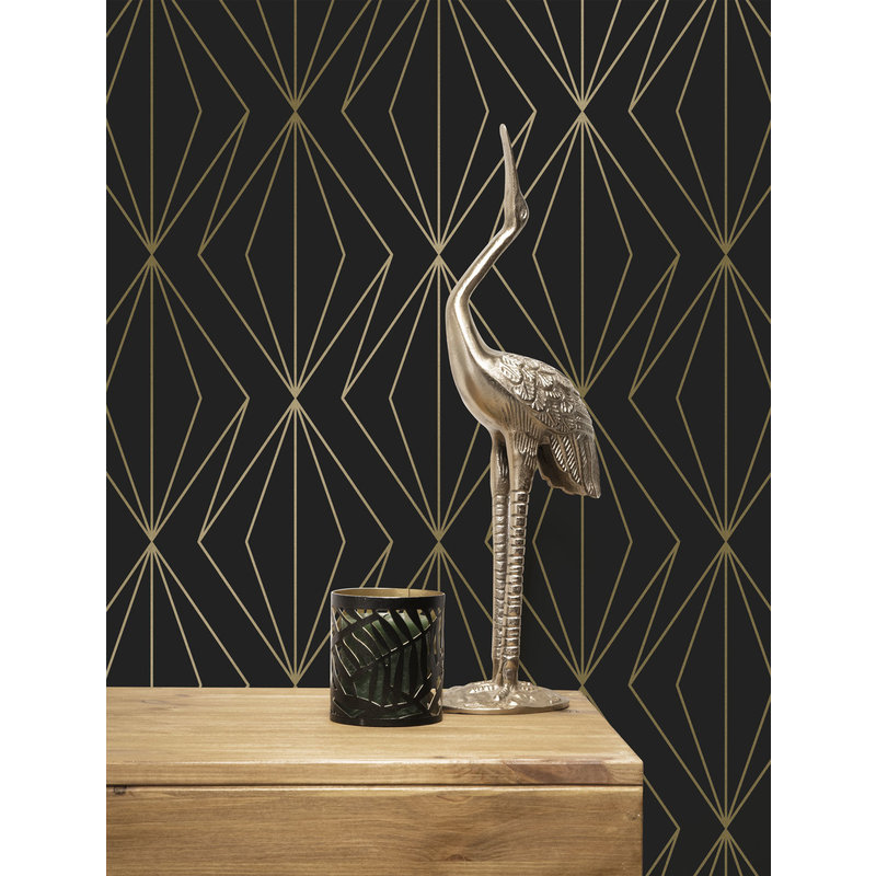 KEK Amsterdam-collectie Behang met gouden lijnen, zwart/goud
