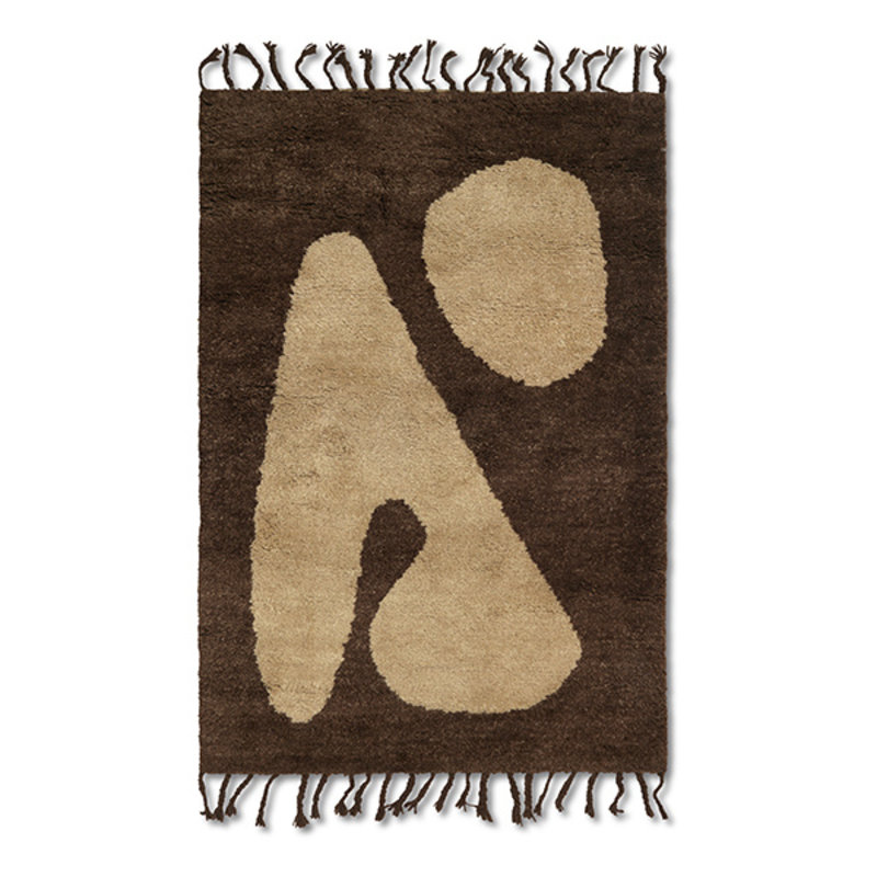 ferm LIVING-collectie Abstract Rug - Small - Brown/Off-white