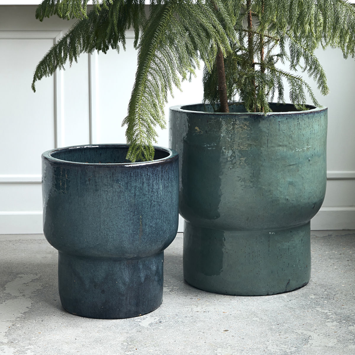 TucanoHamburg Bloempot Model Eierpot Jade - Vorstbestendig, Handgemaakt Aardewerk, Groen/blauw 35x29cm