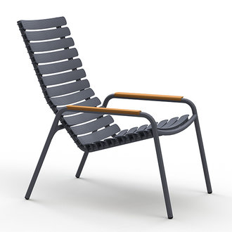 Houe Houe ReCLIPS Lounge Chair - Dark Grey- bamboo armrests