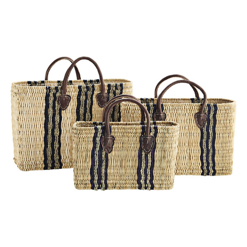 Madam Stoltz-collectie Striped grass bags w/ handles