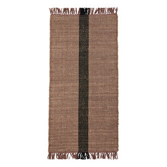 Madam Stoltz Jute loper dusty rose/zwart/naturel 70x140 cm