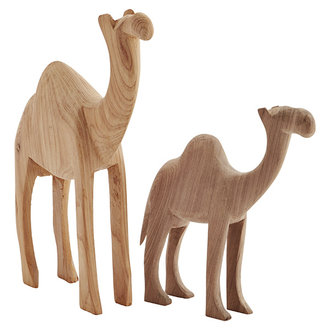 Madam Stoltz Houten kamelen - set van 2
